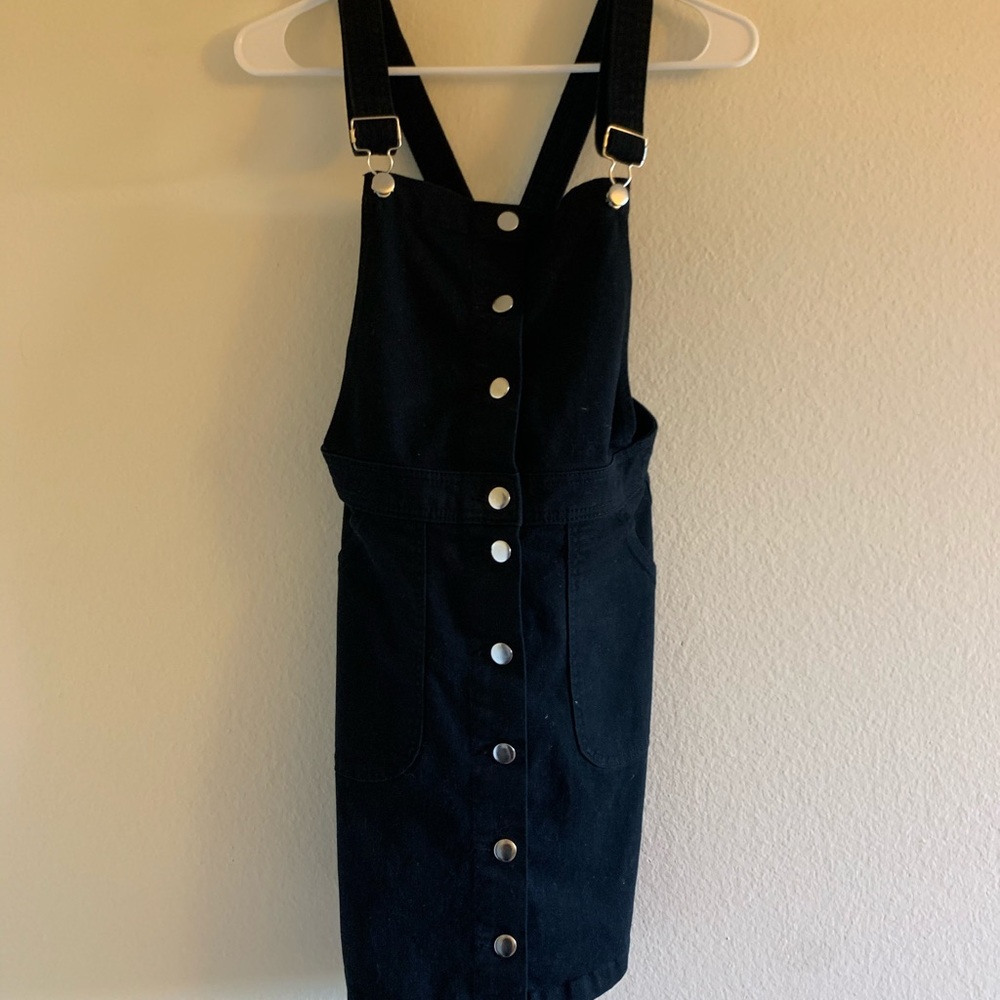 H&M black jean overall short dress